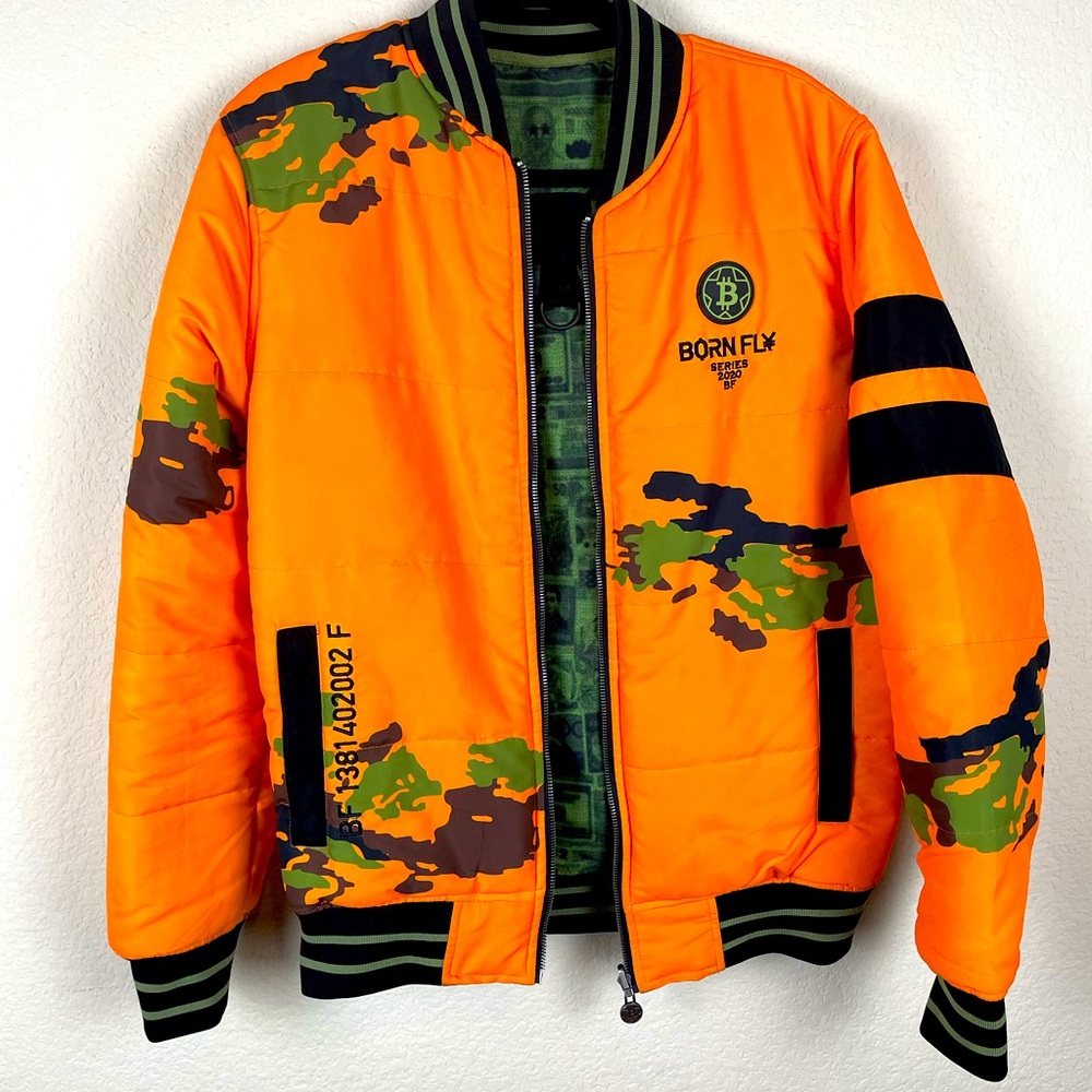 Bornfly reversible orange and green jacket